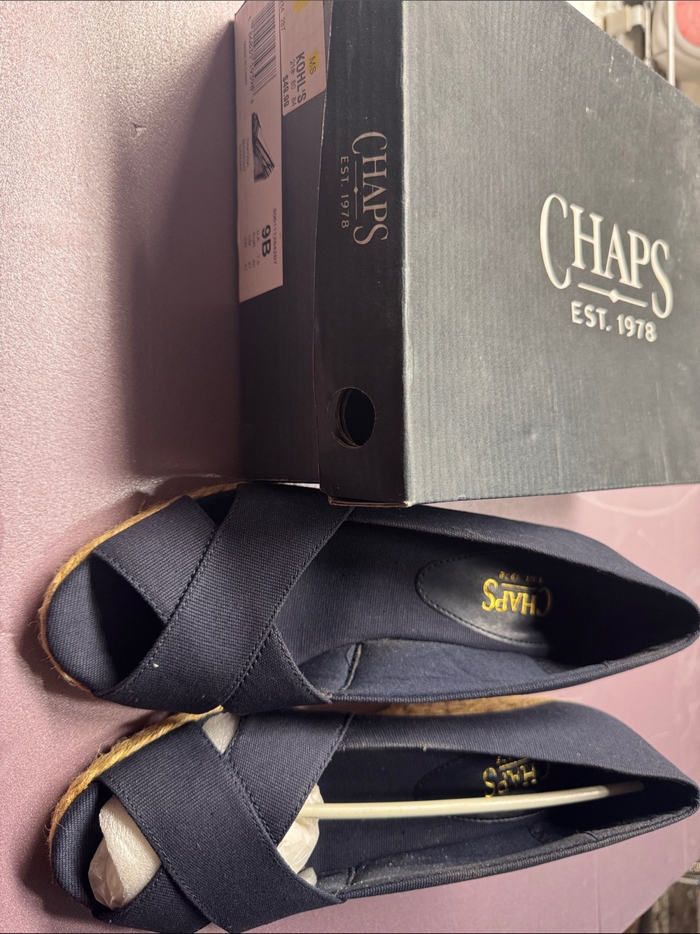Chaps Navy Crisscross Espadrille Slip-Ons